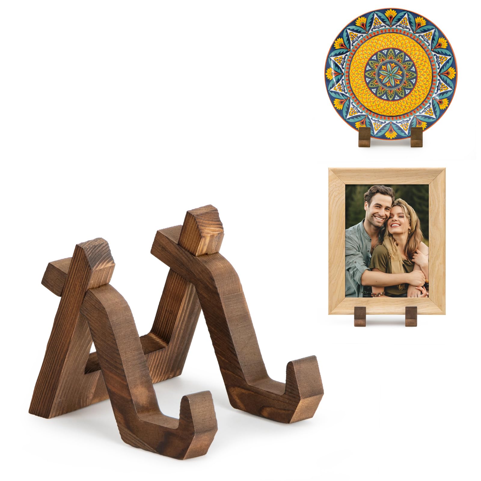 Photo 1 of ANBOXIT Plate Display Stand, 4 Inch Plate Holder for Displaying, Decorative Picture Frame Dish Photo Plaque Platter Wood Stand