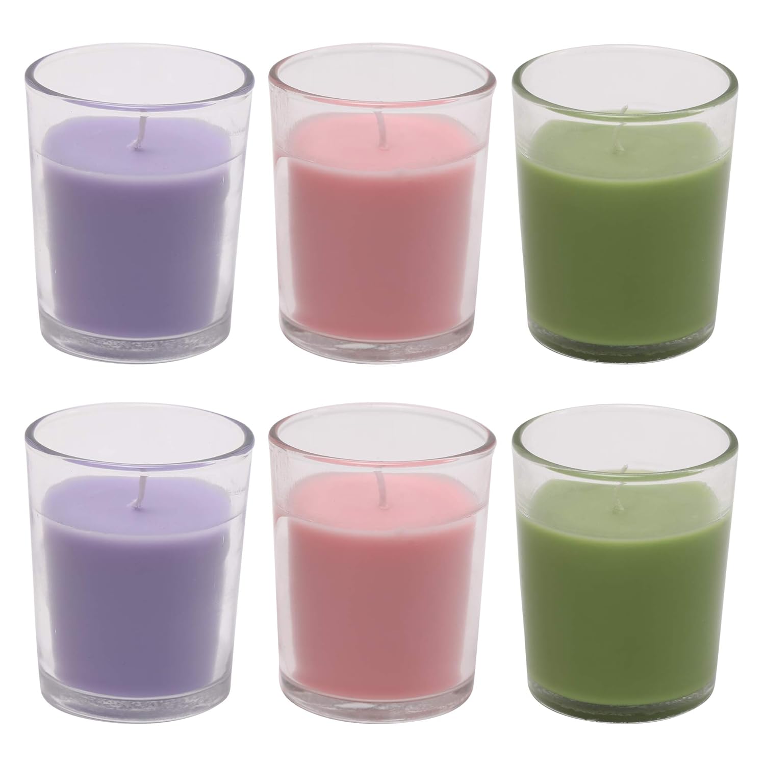 Amazon Brand Solimo Votive Glass Candles, Pack of 6 (Scented