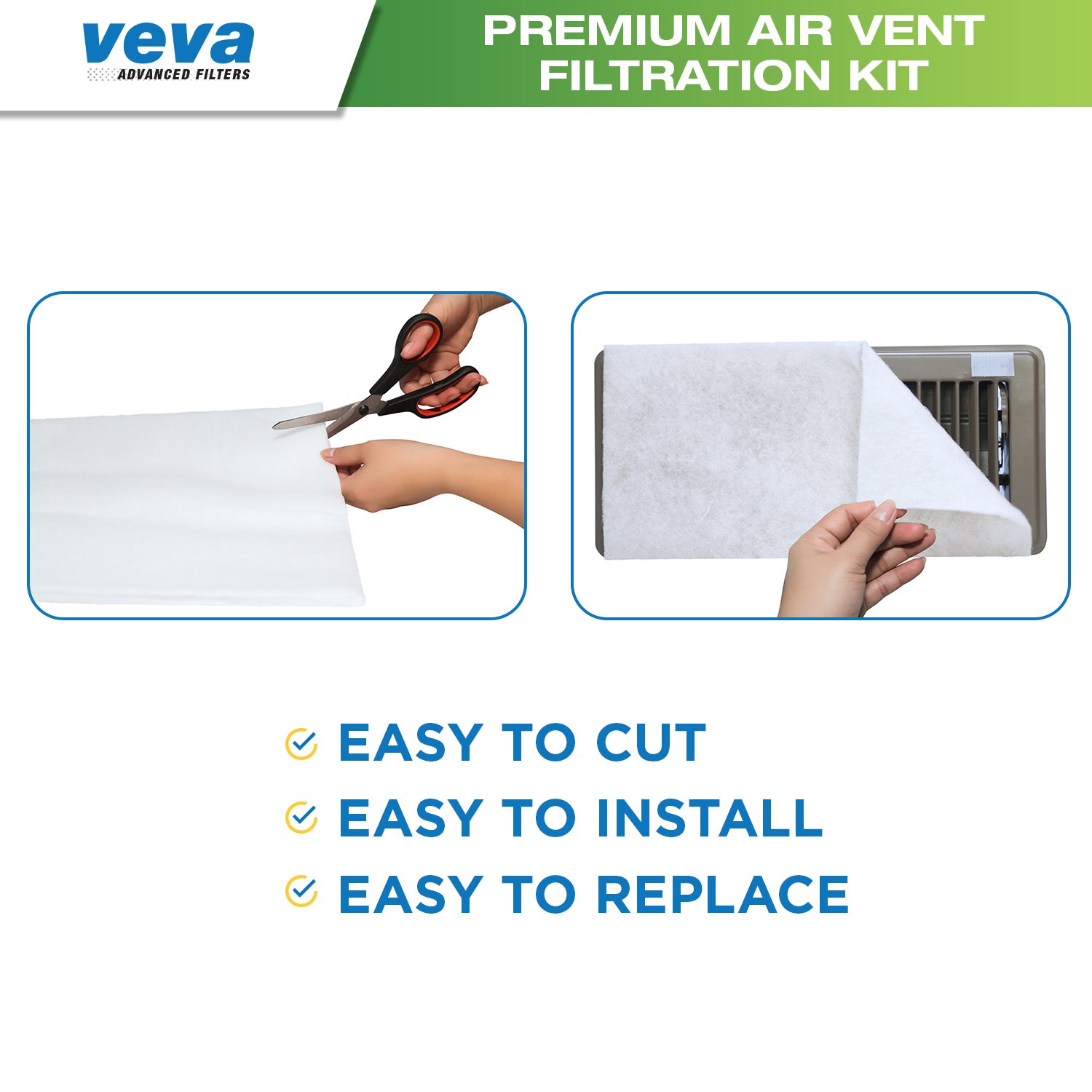Complete Premium Vent Register Filters Kit 72” x 16” Electrostatic