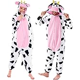 Spooktacular Creations Halloween Cow Costume, Adult Unisex Cow Costume, Animal Hooded Jumpsuit for Halloween Cosplay Party
