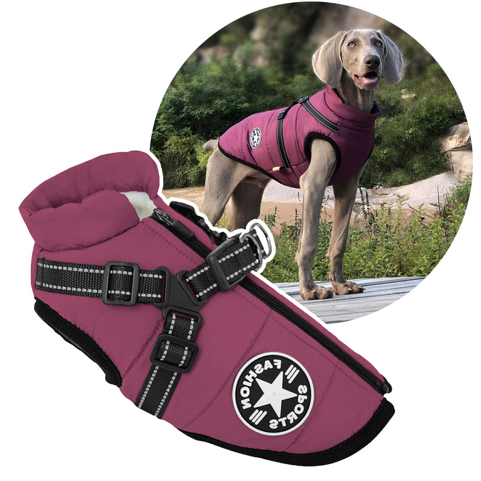 2 in 1 Dog Clothes for Large Dogs, Winter Warm Dog Coat Jacket Vest, Pet Coat Harness for Large Dogs — image 1