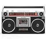 Riptunes Boombox Radio Cassette Player Recorder, AM/FM -SW1/SW2 Radio, Wireless Streaming, USB/Micro SD Slots, Aux in, Headph