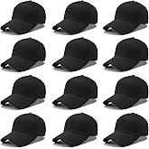 Wheebo 12 Pieces Solid Color Baseball Cap for Women Men Unisex Cotton Adjustable Dads Hat