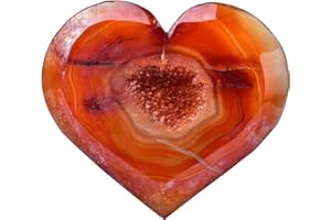 FZBHRO Large Agate Druzy Geode Heart Shaped Dyed Red Striped Agate Slice Heart Quartz Stone Collection Mineral Specimen Home Office Decor 0.2-0.3 Pound