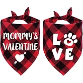 STMK 2 Pack Valentines Dog Bandanas, Dog Valentines Bandana for Small Medium Large Dogs (Mommy's Valentine &amp; Love)