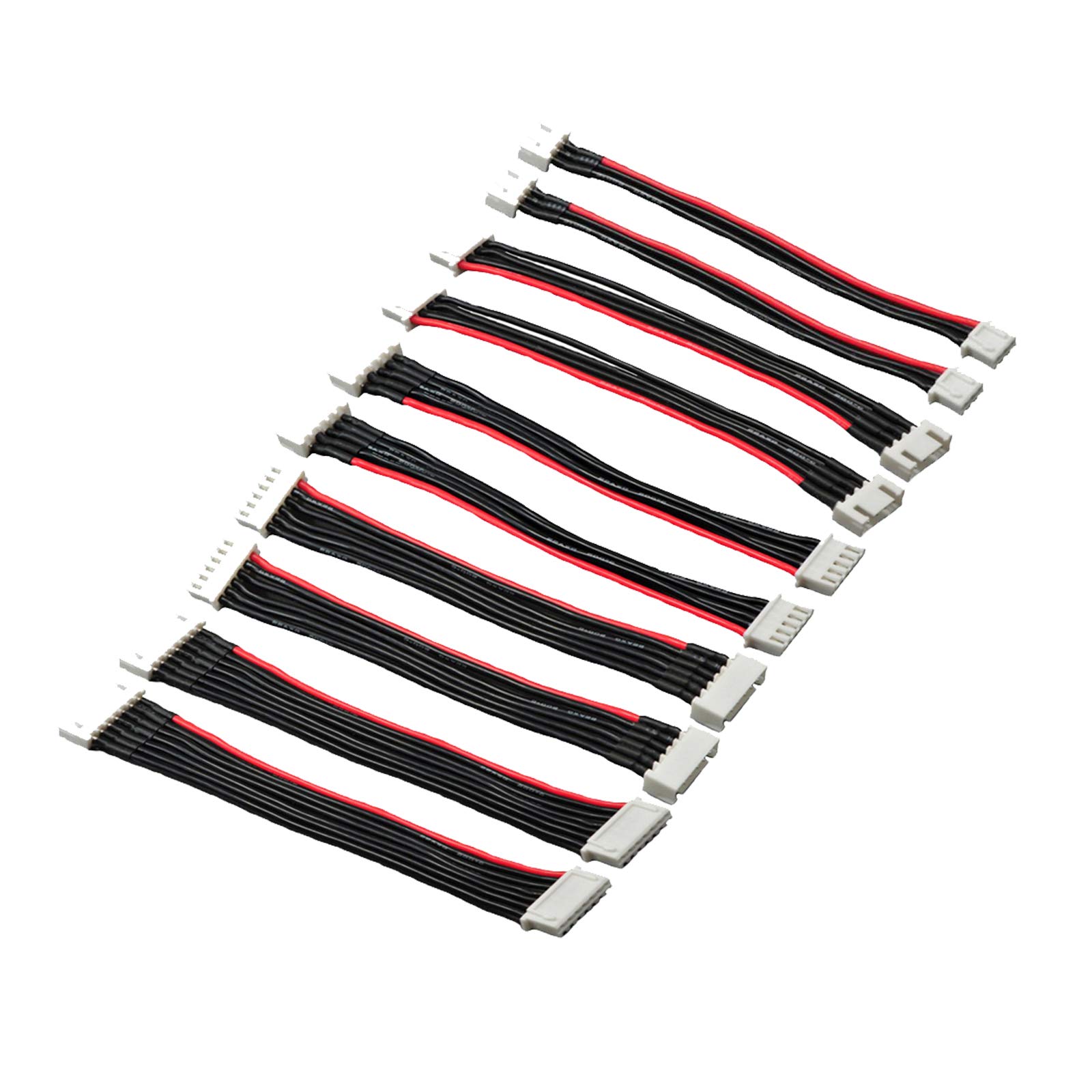 LINSYRC 10pcs 2S 3S 4S 5S 6S Lipo Balance Cable Extension Lead JST-XH 2s-6s Male to Female Connector Plug with 15cm 22AWG Silicone Wire (2pcs each)