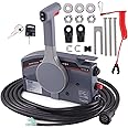 Rupse Outboard Remote Control Box Side Mount Push Open Outboard Motor,Boat Throttle Control For Yamaha With 10 Pin Cable 16.7Ft Harness OEM 703-48205