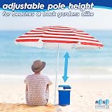 Harbour Housewares Metal Beach Parasol 1.8M x 2M Grey UPF50+ UV Cover view 4