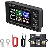 BINTA 0-50A Small Battery Monitor Shunt Voltmeter Ammeter for Lifepo4 Lithium, Backlight Waterproof Battery Meter for Auto Ca
