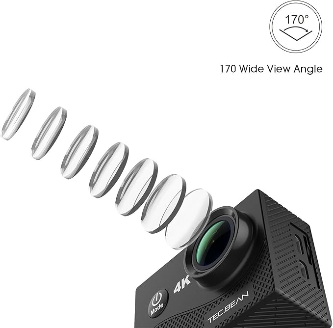 Tec Bean 4k Action Camera 16mp Wifi Waterproof Camera 2inch Lcd Sports Camera 170 Wide Angle Lens Action Cam 2pcs Rechargeable Battery And Accessories Kits Black Sports Outdoors Amazon Canada