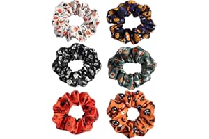 DUOJINSANXI 6Pcs Halloween Scrunchies, Fall Scrunchies, Pumpkin Boo Hair Ties, Cute Fall Gifts for Women, Cute Pumpkin Boo Hairbands Accessories Gifts for Girls,Adults, Teacher and Women headbands