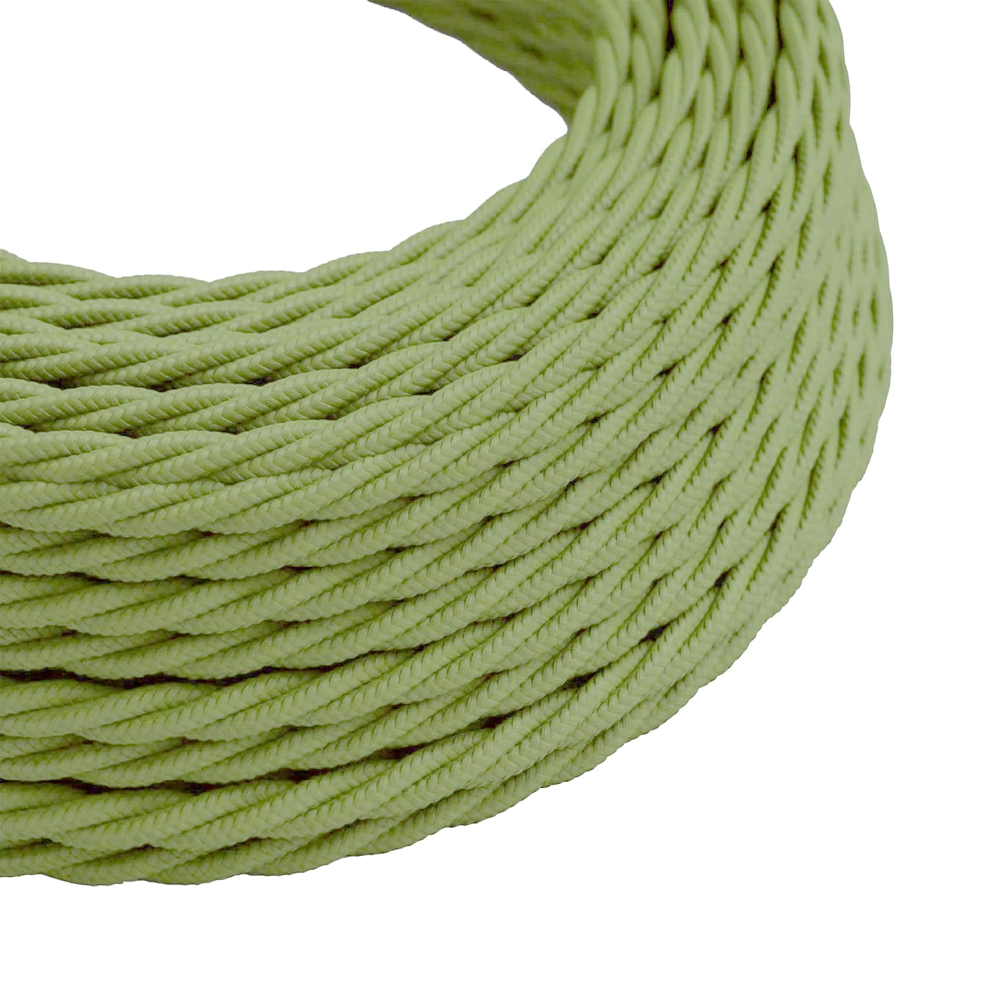 LEDSone Vintage 5 Meters 2 core Army Green Color Twisted Italian Braided Cable, Electrical Fabric Flexible Lamp Cable Wire Cord For UK Light