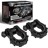 AUTMATCH D Ring Shackles 3/4" Mega Shackle (2 Pack) 68,000Ibs Break Strength - Heavy Duty Clevis Shackles 7/8" Screw Pin & Isolator Washer for Tow Strap Winch Off Road Vehicle Recovery, Matte Black