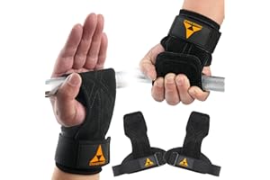 ORANGE FOREST Weight Lifting Wrist Strap with Double Layer Leather, Neoprene Padded Gym Lifting Grips for Deadlift Powerlifti