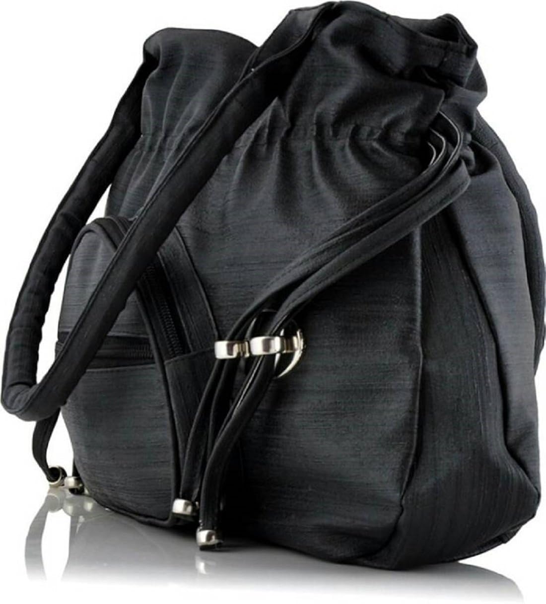 mango star women's black synthetic leather handbag