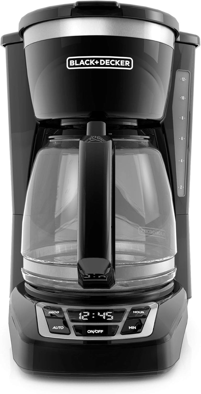 Black+Decker CM1160B-1 CM1160B 12-Cup Programmable Coffee Maker, Black/Stainless Steel: Kitchen & Dining