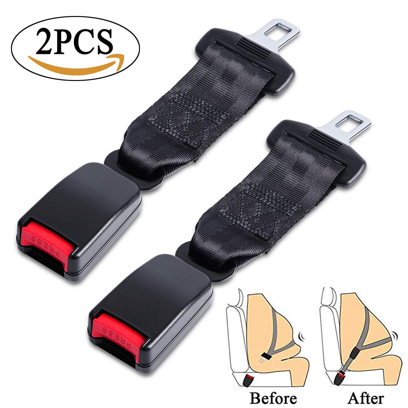2 pcs Universal Car Seat Seatbelt Safety Belt Extender Extension Buckle
