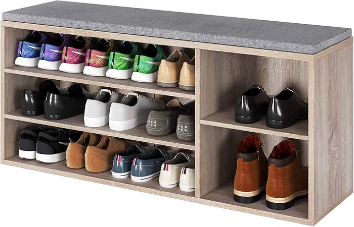 Homfa Banco Zapatero Zapatero con Asiento Acolchado Zapatero Madera