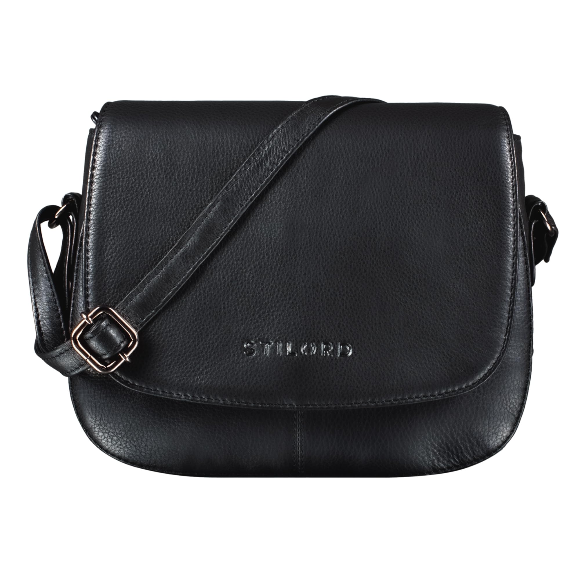 STILORD 'Savannah' Shoulder Bag Women's Leather Handbag Small Shoulder Bag Crossbody Bag Evening Bag Party Bag Genuine Leather, black, shoulder bag