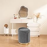 DRKAT Swivel Vanity Stool with Gold Base Comfy