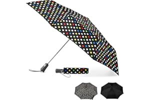 totes Portable Umbrella for Travel – Compact for Car, Backpack and Purse – Windproof, Strong, UV Sun Protection, Water-Repellant, Foldable On-the-Go Umbrella with Auto Open/Close