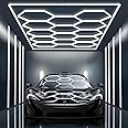 Ultra Bright Hexagon Garage Lights.720W 86400LM 6500K Hexagon LED Light Garages with Rectangle Frame.14 Grid Honeycomb Hex Led Lights System for Garage,Car Detailing Shop, Basement,Warehouse