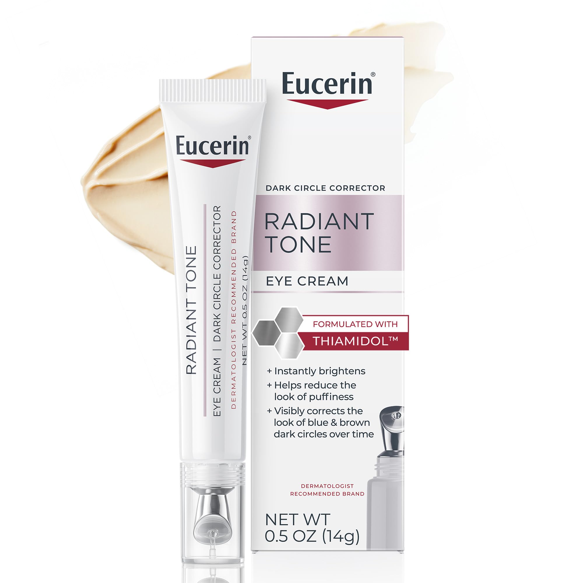 Photo 1 of Eucerin Radiant Tone Eye Cream Dark Circle Corrector, Eye Brightening Cream with Thiamidol and Hyaluronic Acid, Helps Reduce the Look of Eye Puffiness, 0.5 Oz Tube