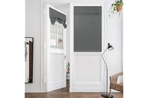 HOMEIDEAS Grey Blackout Door Curtains Gray Privacy French Door Curtains, 26 X 40 Inch Room Darkening Curtains for Patio Door,