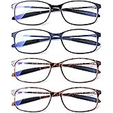 DOOViC Reading Glasses 4 Pack Blue Light Blocking Anti Eyestrain Flexible Lightweight Computer Readers for Men Women