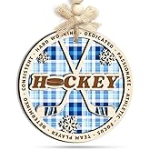KILYHOME Hockey Christmas Ornament – Holiday Ice Hockey Ornaments Hanging Tree, Wooden & Acrylic Stick on The Rink Decoration - Winter Sport Gifts for Boys, Men, Players, Coaches & Fans
