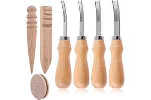 Swpeet 7Pcs Professional Leather Working Tools Kit - 4 Sizes Edge Skiving Beveler and 3 Solid Wood Polished Tools, Trimmer