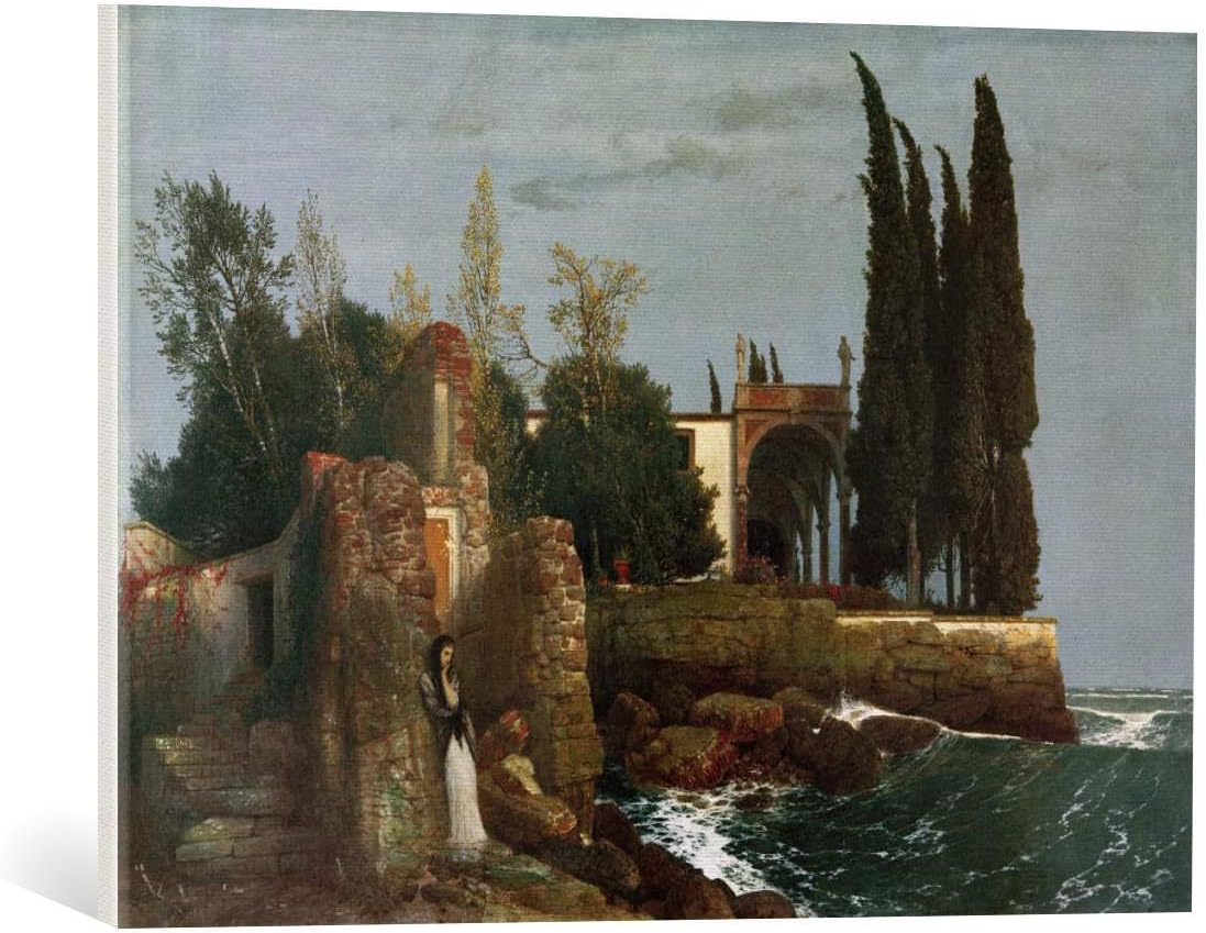 Amazon Com Kunst Fur Alle Canvas Print Arnold Bocklin Villa By The Sea Fine Art Print Canvas On Stretcher Ready To Hang Wall Picture 27 6x19 7 Inch 70x50 Cm Furniture Decor