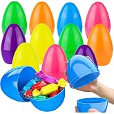 WODCM 12 Pack 6" Fillable Easter Eggs Extra-Large Plastic Eggs in 6 Bright Colors Perfect for Easter Hunts Basket Stuffers and Party Favors