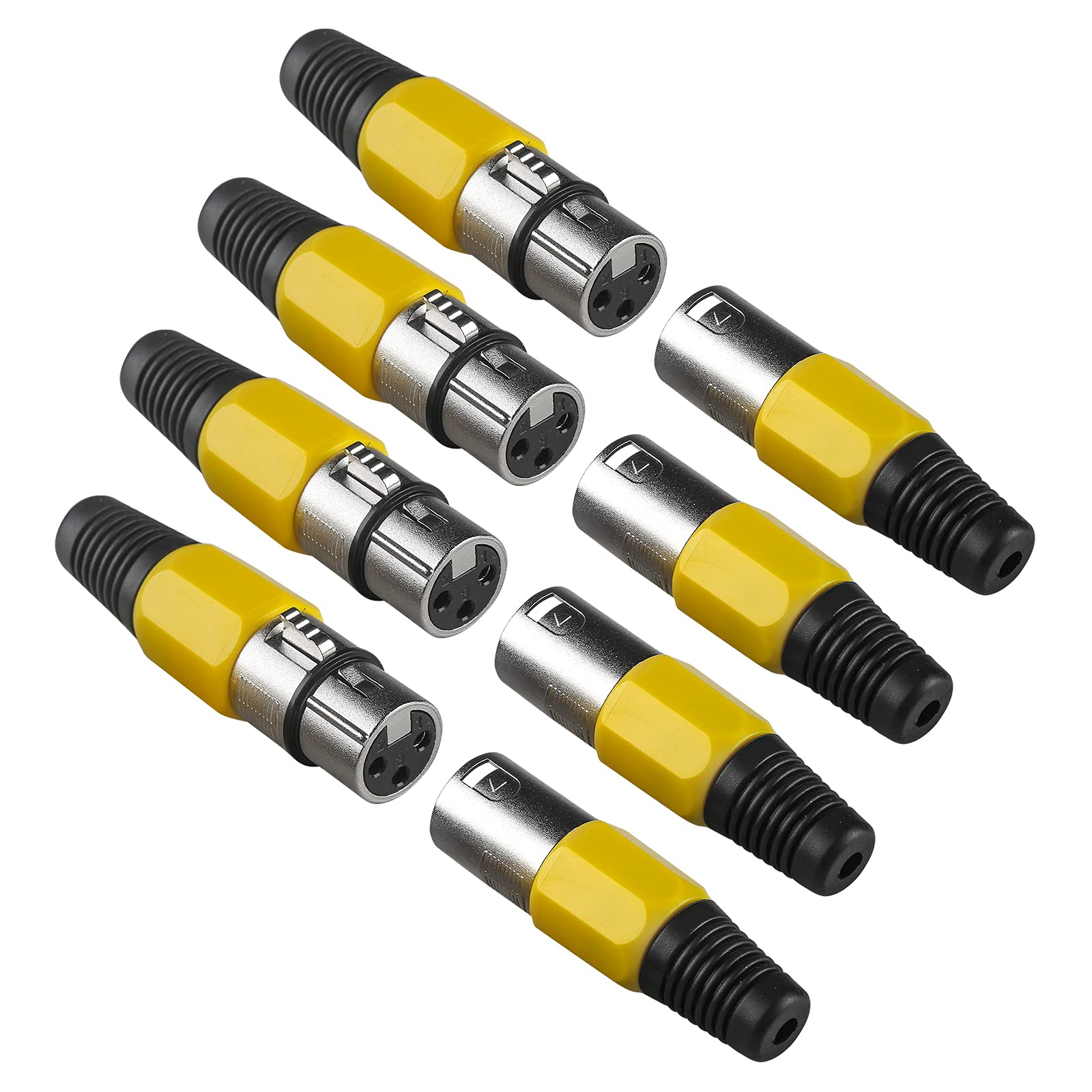 (Pack of 4) 3 Pin XLR Cannon Head with Male and Female for DMX Signal Cable or Cable Connection with Wired Microphone
