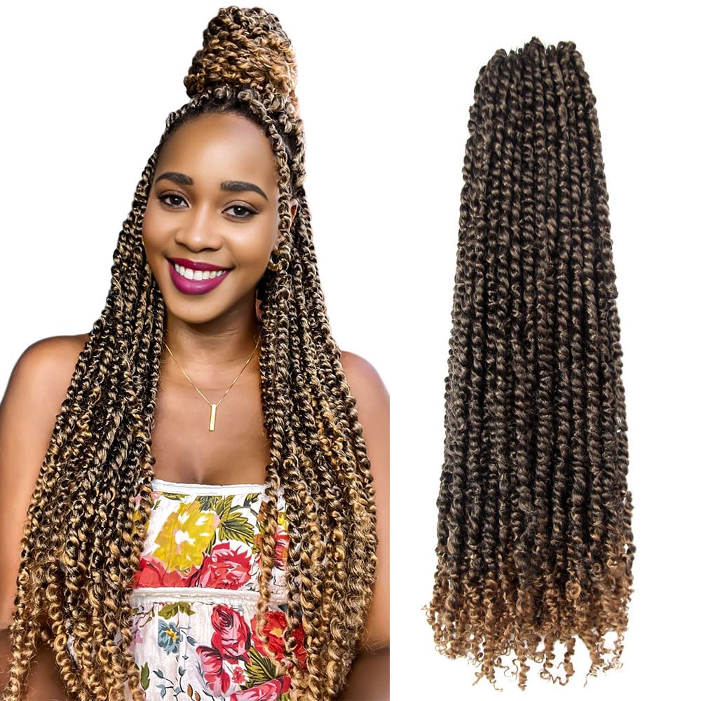 Photo 1 of KAVSORAPI Passion Twist Hair,24 Inch Passion Twist Braiding Hair,Long Pre Looped Crochet Twist Jumbo Pre-twisted Two Strand Braids 8 Packs (T27/Ombre Honey Blonde)