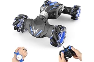 NQD Remote Control Car,1:10 Scale Rc Stunt Car, 4wd Transform 25 Km/h Watch Gesture Sensor Car, Double Sided Rotating All Terrains Drift Vehicle with Lights Music