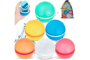 Reusable Water Balloons for Kids Adults, BestCosy Large Water Balloons with Mesh Bag, Self-Sealing Water Balloons for Summer Outdoor Games, Party Favors, Pool Party Supplies(6 Pack)