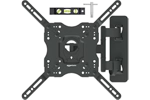 Amazon Basics Full Motion Articulating TV Monitor Wall Mount for 26" to 55" TVs and Flat Panels up to 80 Lbs, Black