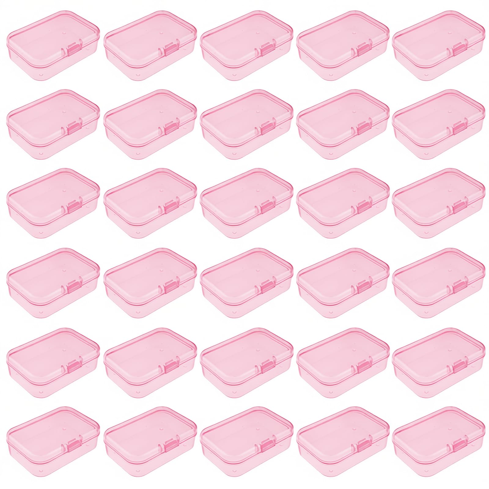 Goodma 30 Pieces Mini Rectangular Plastic Boxes Empty Storage Organizer Containers with Hinged Lids for Small Items and Other Craft Projects (65 x 45 x 20 mm, Pink) — image 1