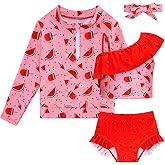 Funnycokid Baby Toddler Girls Swimsuit 4 Piece Bathing Suit Long Sleeve Rash Guard Sets 6 Months - 5 Years