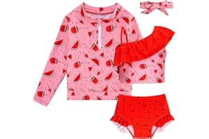 Funnycokid Baby Toddler Girls Swimsuit 4 Piece Bathing Suit Long Sleeve Rash Guard Sets 6 Months - 5 Years