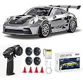 ARRIS 1/43 911 RC Drift Car 4WD with Gyro Full Proportional RTR | Alloy Body, 20KM/H Speed, Extra Drift Tires, Silent Bearings, LED Lighting