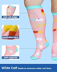 Lalapapa 3Pairs Wide Calf Compression Socks for