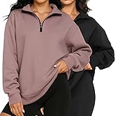 Chicingyou 2 Pack Quarter Zip Pullover Women Fleece Half Zip Oversized Sweatshirts Long Sleeve Shirts Fall Clothes