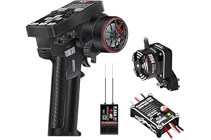 GOUP RC GOUPRC Racing RC Transmitter 8 Channels 2.4GHz and Receiver with 2204 2400KV Brushless Outrunner Transmission Motor & 30A Brushless Esc for SCX24 RC Crawler Axial 1/24 RC Car Crawler Black