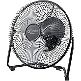 COMFORT ZONE 9 inch Cradle Fan, 3 Speed Floor or Table Fan with180 Degree Tilt, Metal Construction and Aluminum Blades, Carry Handle, Rubber Feet, Ideal for Bedroom, Workshop, or Garage, Black