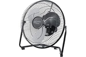 Comfort Zone 9" Desk Fan, 3-Speed Cradle Design with 180 Degree Tilt, All-Metal Construction, Aluminum Blades, Carry Handle & Rubber Feet, Black