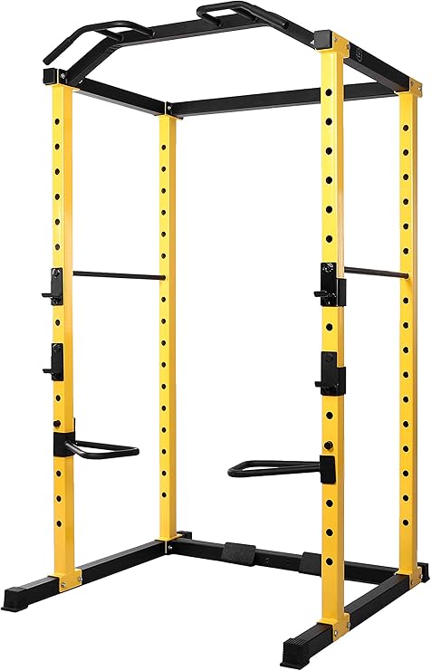HulkFit 1000-Pound Capacity Multi-Function Adjustable Power Cage with J-Hooks, Dip Bars and Other Optional Attachments