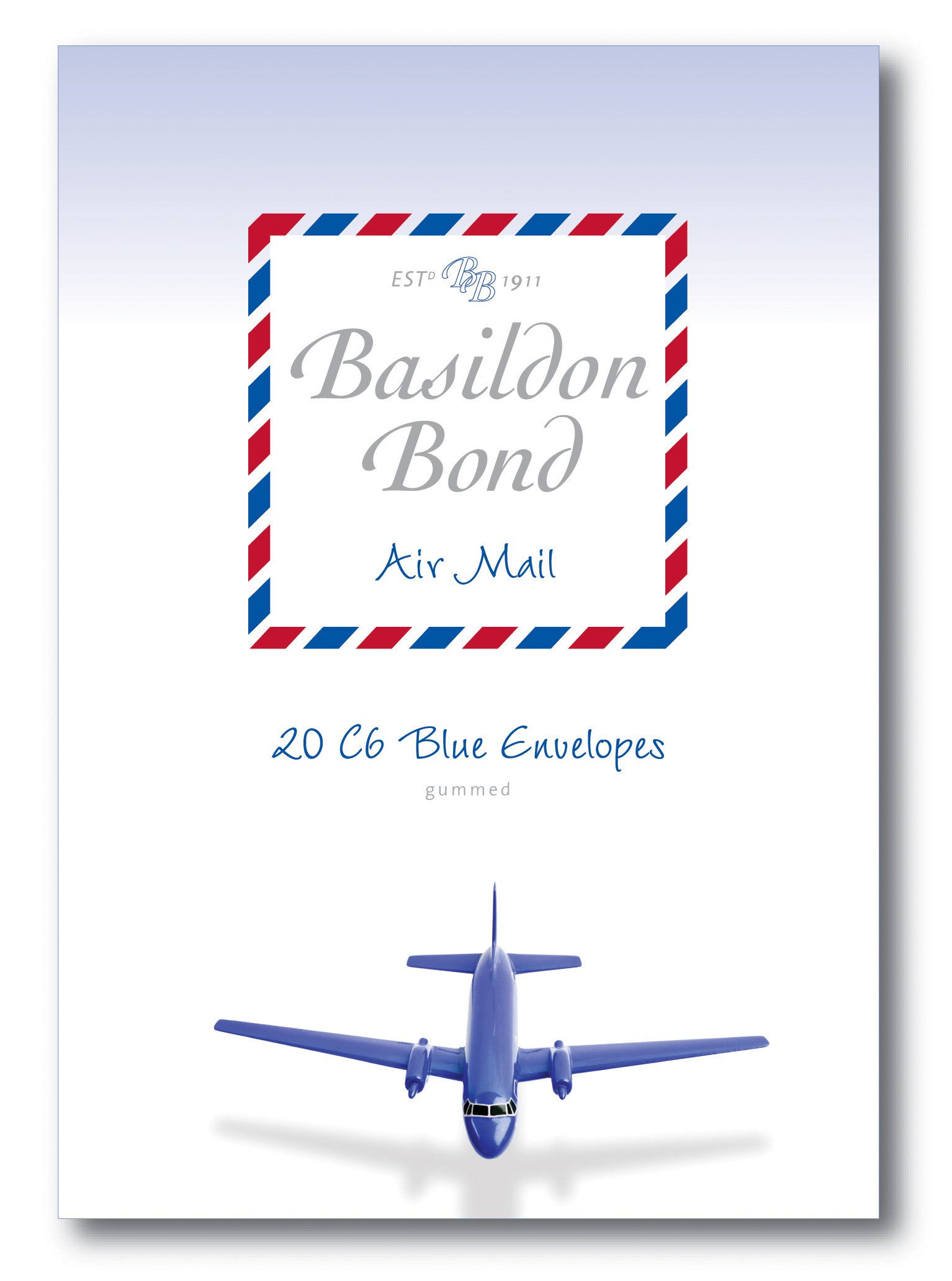 Basildon Bond C6 114 x 162 mm Gummed Envelope - Airmail Blue (Pack of 20), 100080079 — image 1
