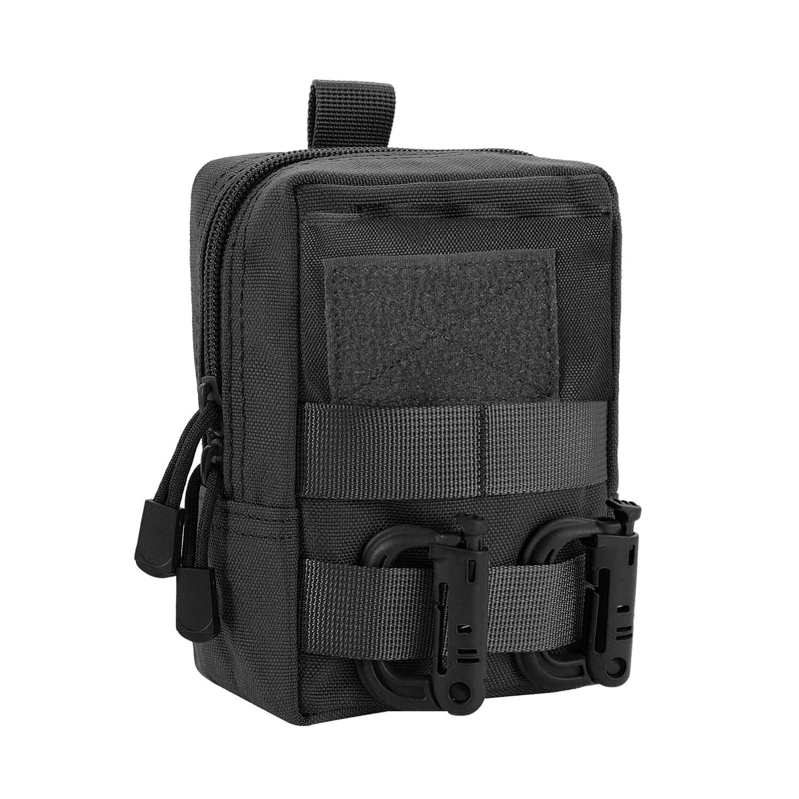 Molle Pouch Tactical Compact Water Resistant EDC Cell Phone Holster Waist Bag Small Utility Vest Belt Accessories Waist Pack with Carabiners (Black)